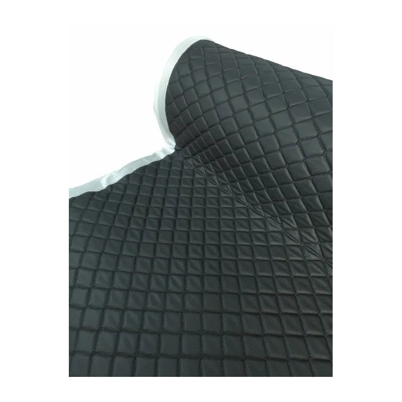 Piele ecologica neagra cu romburi si cusatura neagra pentru tapiterie auto