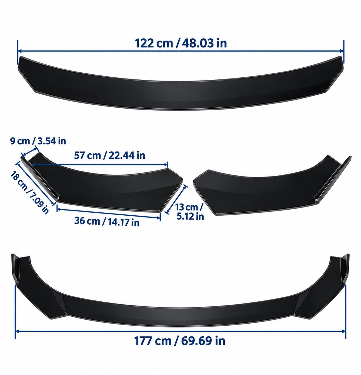 Prelungire Bara Fata Universala din 3 piese, Brabus Design ,negru lucios