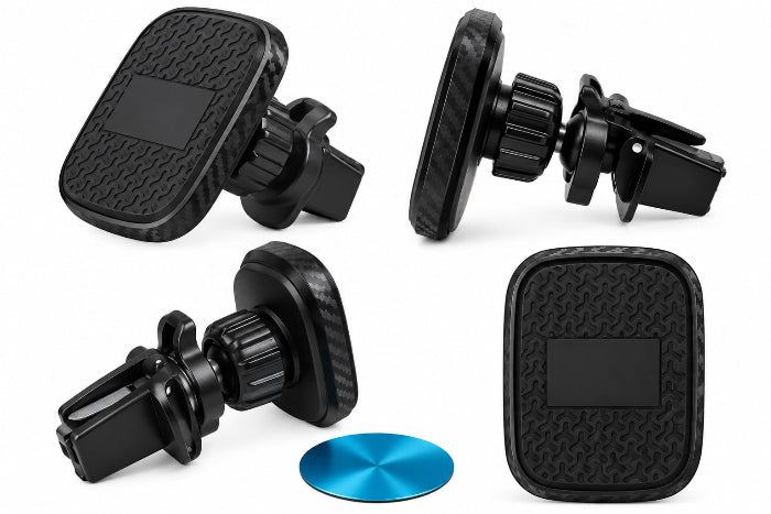 Suport telefon auto magnetic Q15, cu prindere pe grila de ventilație, rotire 360°, negru