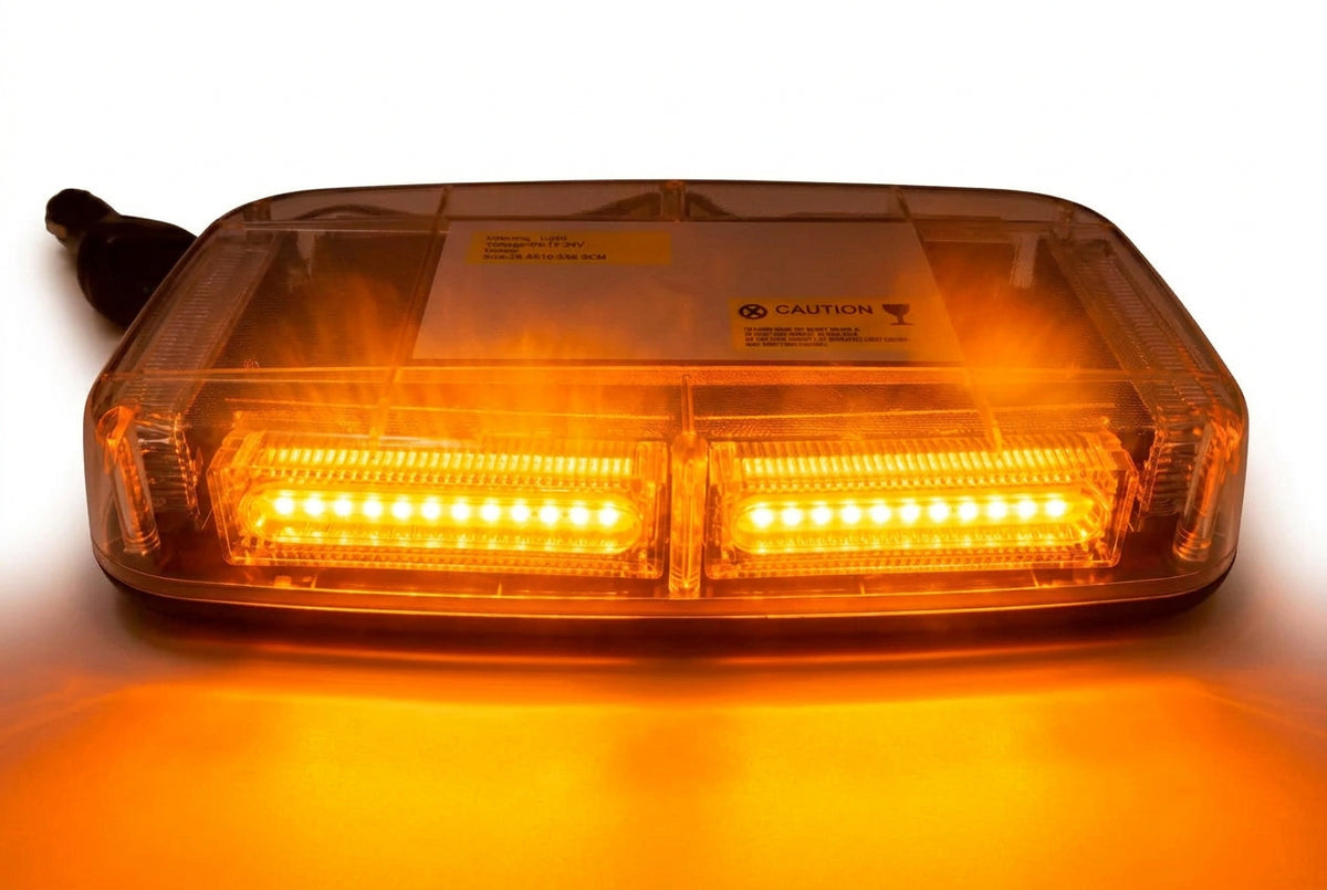 Rampa Girofar LED dreptunghiular cu lumină galbenă, 12–24V, alimentare la brichetă – 26,5 cm