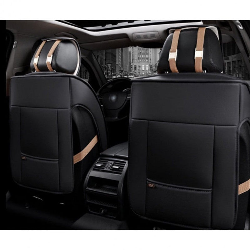 Set 2 huse scaune auto pentru fata, piele ecologica, maro ATA3106