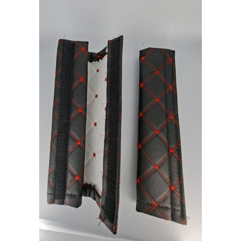Set centura piele Ecologica Negru/Rosu