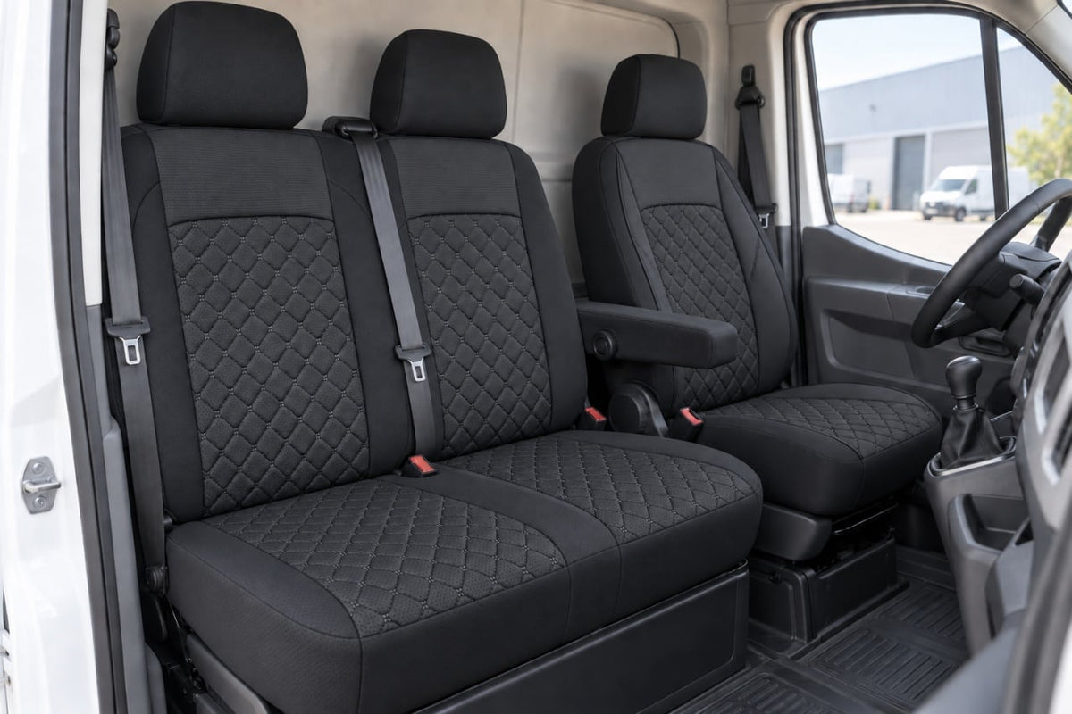 SET HUSE AUTO 2+1 DIN MATERIAL TEXTIL-PENTRU SCAUN INDIVIDUAL SI BANCHETA DE DOUA LOCURI,NEGRU