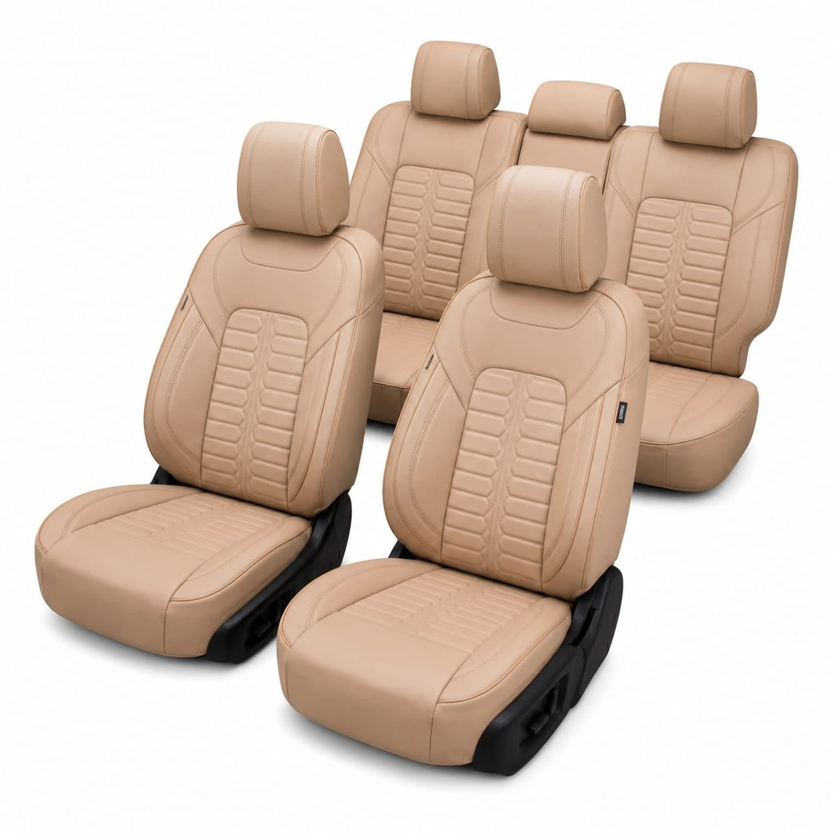Set huse scaune auto Milano HybridFit – crem, piele ecologică, universale, față-spate
