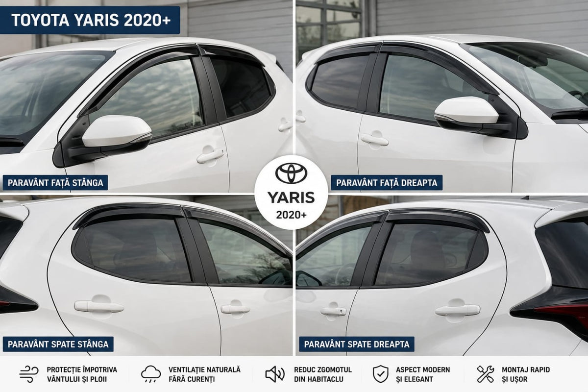 Set Paravanturi compatibil Toyota Yaris IV 2020+, fata-spate(4Buc) fumuriu transparent