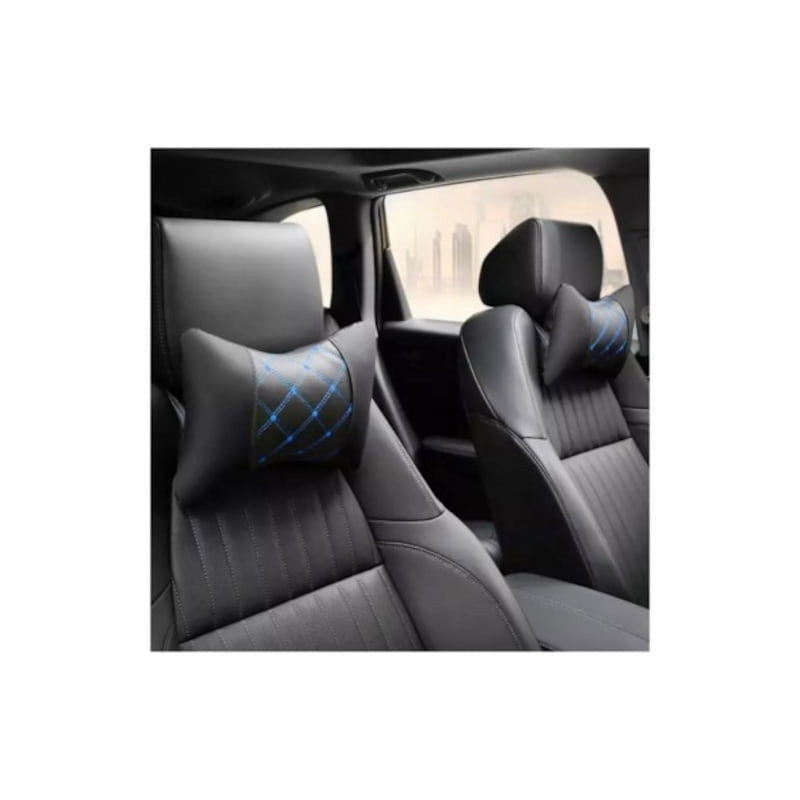 Set perne tetiera piele Ecologica Negru/Albastru
