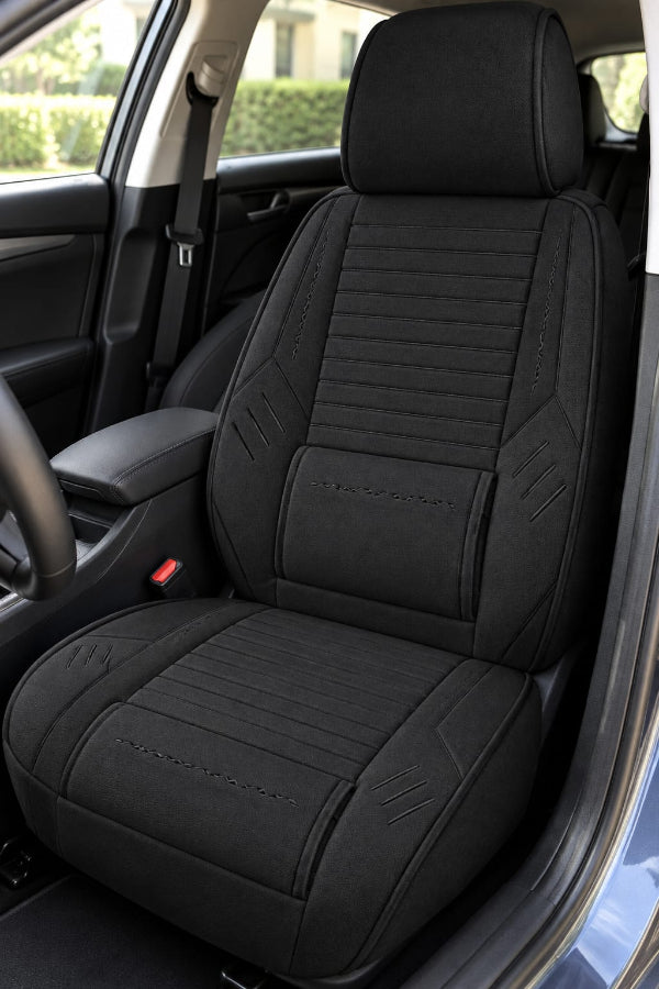 Husa auto Individuala Pentru Scaun Fata,material textil,suport lombar,negru
