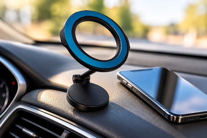 Suport telefon auto magnetic, pliabil, cu rotație 1080°, fixare pe bord – Negru
