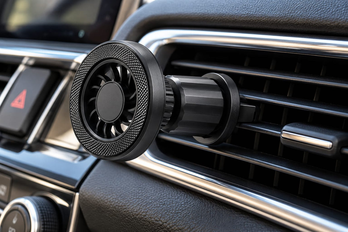 Suport auto magnetic pentru telefon, prindere în grila de ventilație, rotire 360°, negru