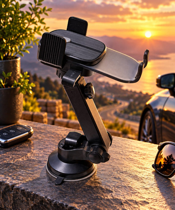 Suport telefon auto cu ventuză, braț reglabil și rotație 360° – RT-66J