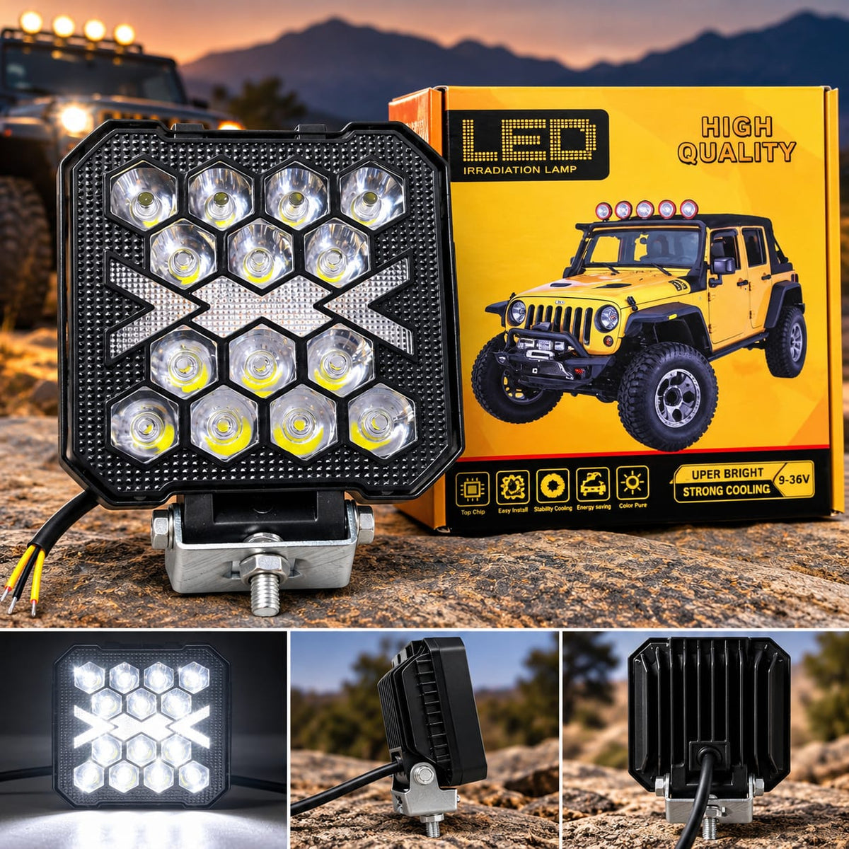Proiector LED Auto 128W, 4800 Lumeni, 9–80V, Lumină Albă 6000K, IP67, Spot Beam 30° – Off-Road, Tractoare, Camioane, Utilaje